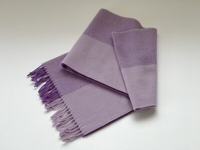 日本製 カシミヤ100% バイカラーマフラー パープル RF612