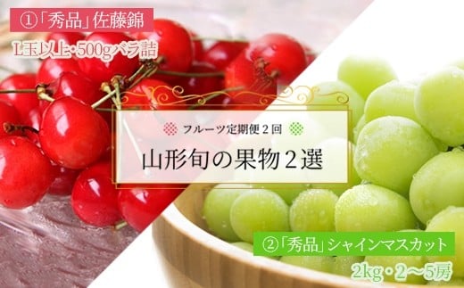 
            【2026年発送】【定期便2回】山形旬の果物2選（佐藤錦/シャインマスカット）_H180(R8)
          