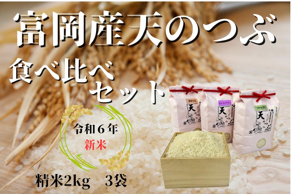 
富岡産　お米食べ比べ 2kg セット（令和6年産）天のつぶ　コシヒカリ　さくらプリンス
