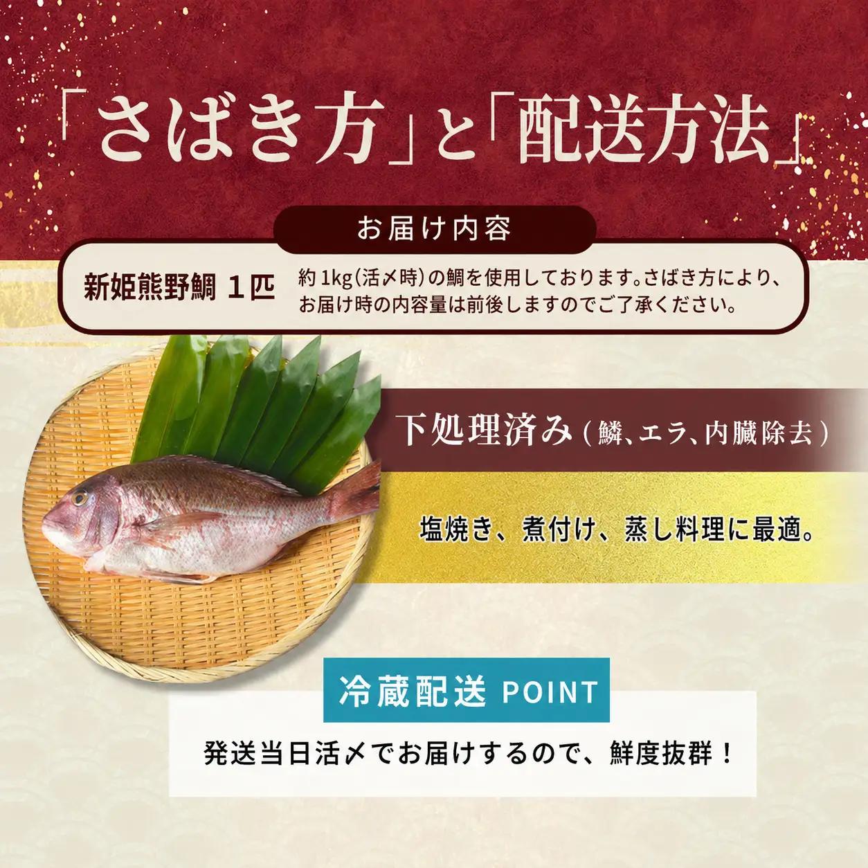鯛 新姫熊野鯛 下処理済み 一匹 冷蔵【mzsi0001-1】