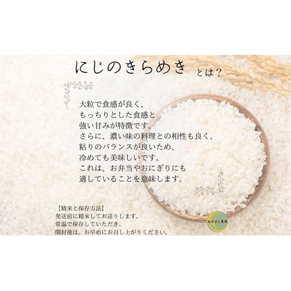 定期便3ヶ月 10月頭〜発送 にじのきらめき あかひと米 5kg／ あかひと農園 米 白米 精米 令和6年産 R6 2024年産 奈良県 宇陀市 ふるさと納税 送料無料_イメージ4