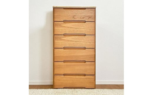 
            56幅6段 チェスト ナチュラル ベージュ 衣類 収納 チェスト タンス たんす 桐材 天然木 国産 大川家具 完成品 大容量
          