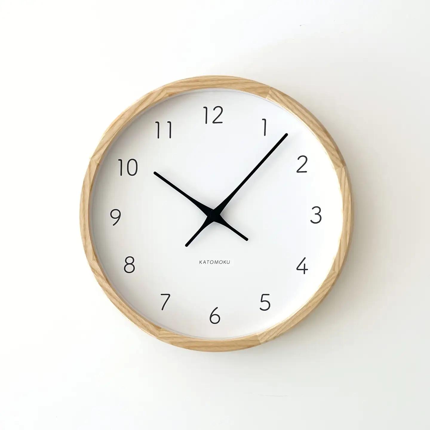 KATOMOKU muku clock 7 ≪km-60NA≫木製掛け時計(ナチュラル/スイープムーブメント(連続秒針))【B25-NA-1】