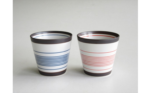 
有田焼　呉須錆線紋 青&赤・ペアロックカップ ARITA PORCELAIN LAB(アリタポーセリンラボ)
