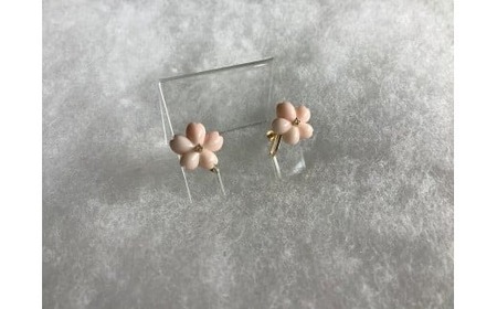 【サンゴ】桜ドロップ イヤリング ヒメサンゴ ダイヤ K18G