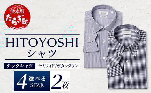 
            HITOYOSHI テックシャツ 長袖 柄の2枚セット【 イージーケア 年間素材 速乾 軽量 日本製 ストライプ ギンガムチェック HITOYOSHI シャツ クールマックス 紳士用 】 110-0808
          