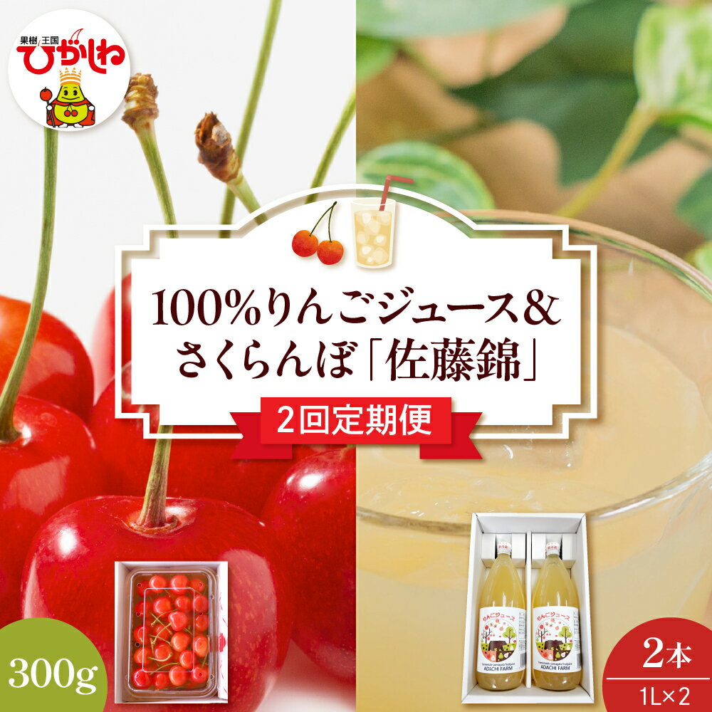 【ふるさと納税】［定期便 2回］100％りんごジュース ＆ さくらんぼ「 佐藤錦 」/ 果汁100％ りんごジュース サクランボ チェリー フルーツ くだもの フルーツ定期便 定期便 2回 山形県 東根市