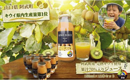 阿武町産 完熟 キウイ フルーツ 70％ 果汁入り 180ml×12本セット 飲みきりサイズ 朝食 や毎日の ビタミン 補給 に最適 フルーツジュース