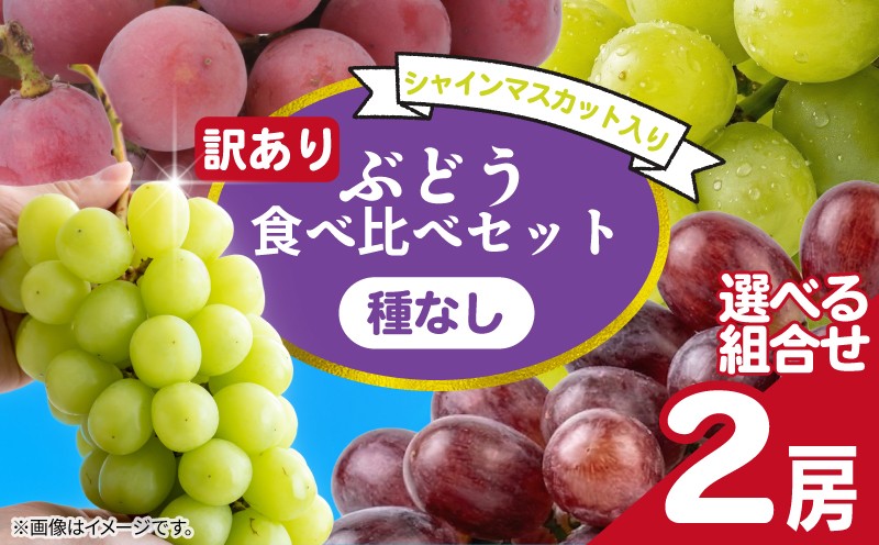 
                  訳あり シャインマスカット × ぶどう 1種 （ 種なし ） 計 2房 （ 1房 450g 以上 ） 【選べる内容】 シャインマスカット × クイーンニーナ マスカサーティーン マスカットノワール  2026年 発送分 数量限定 先行予約 葡萄 マスカット ご自宅用 産地直送 甘い 贅沢 お取り寄せ グルメ ふるさと納税 送料無料 千葉県 銚子市 加瀬農園 【8月中旬～9月中旬に順次発送予定】
                