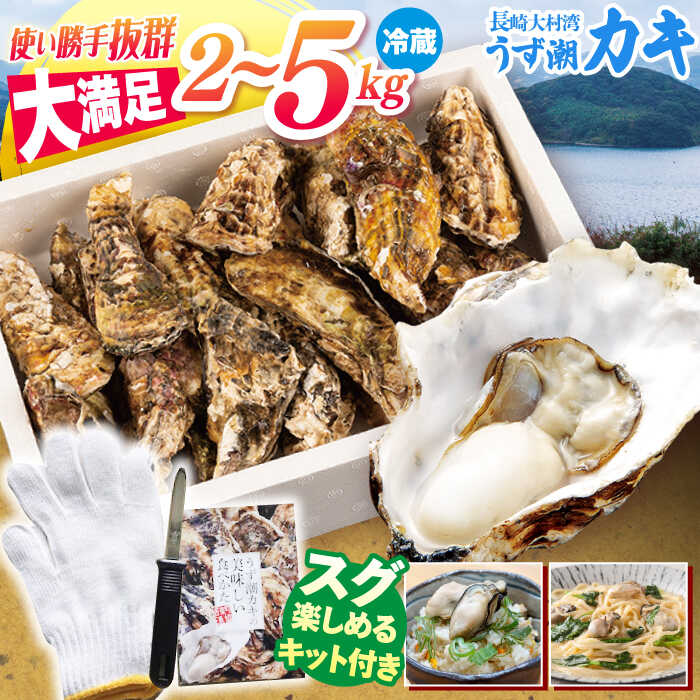 【ふるさと納税】【先行予約】【着日指定可】冷蔵 うず潮 カキ ＜西彼町漁協＞ [CBZ002] 長崎 西海 かき カキ 牡蠣 牡蠣小屋 BBQ バーベキュー 養殖 大村湾 名産 セット ナイフ付き 5kg 着日指定 日時指定 日付指定 冷蔵