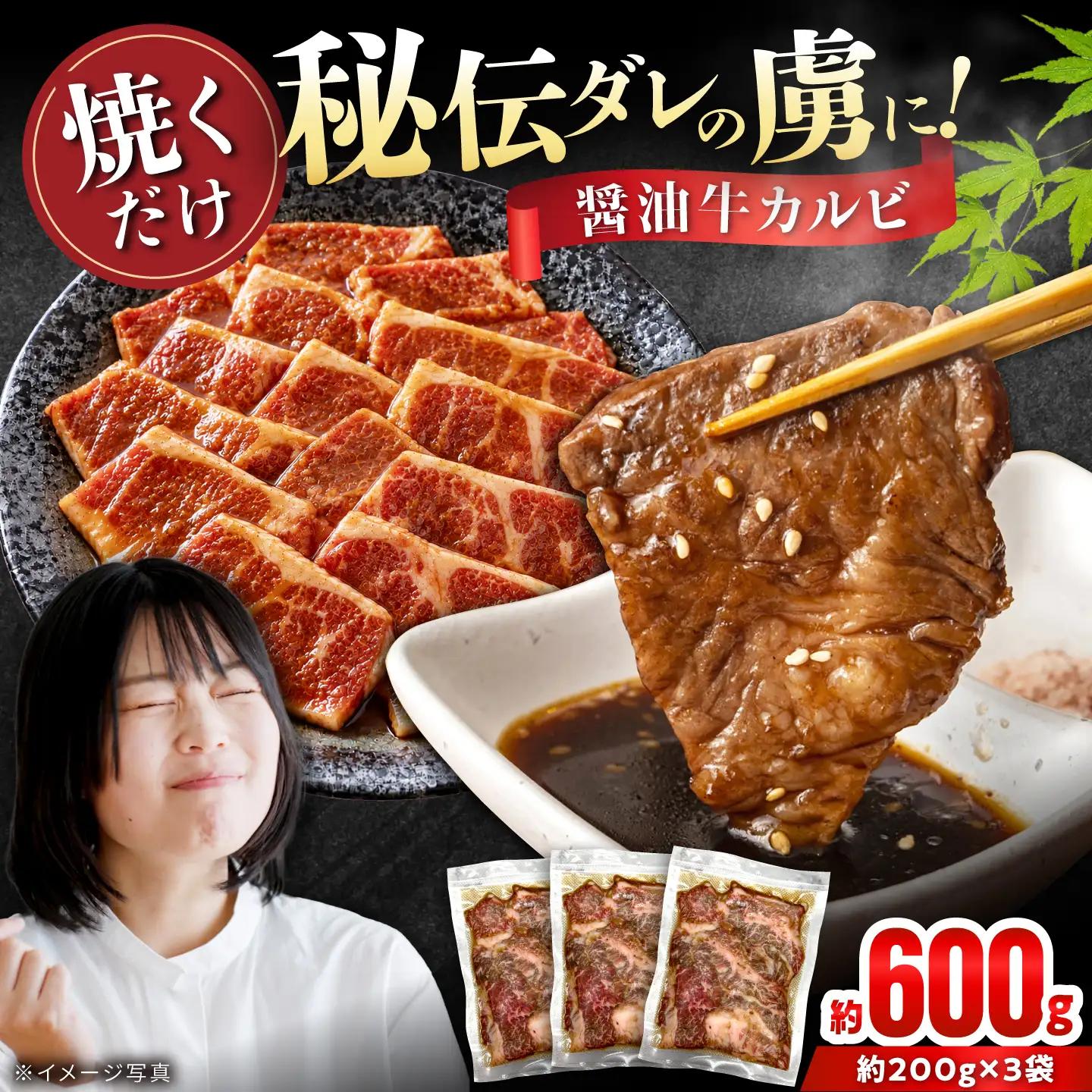 牛カルビ （味付け） 200g×3袋 / 牛肉 カルビ 愛知県産 / 瀬戸市 / 末広食肉販売店[BBEX006]