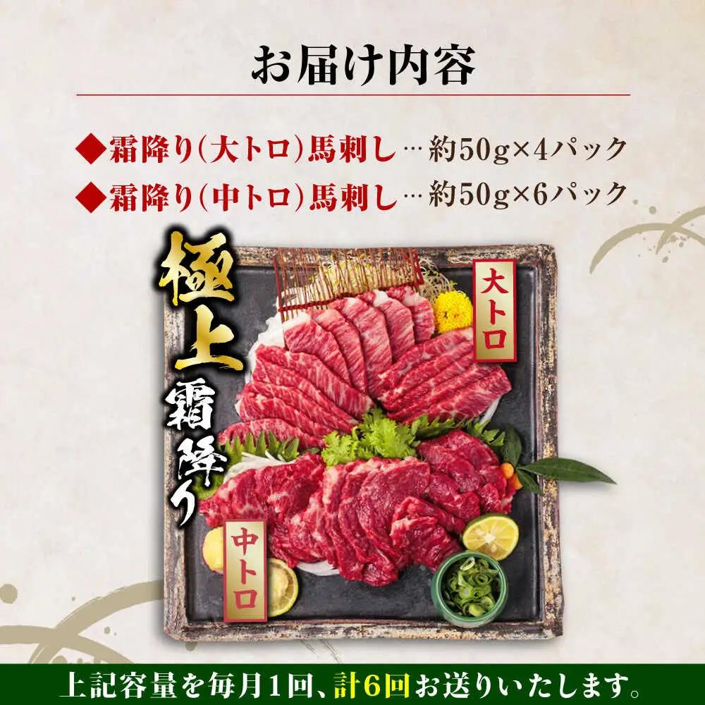 【全6回定期便】国産 霜降り馬刺し2種セット 約500g 馬刺し[AYBP007]