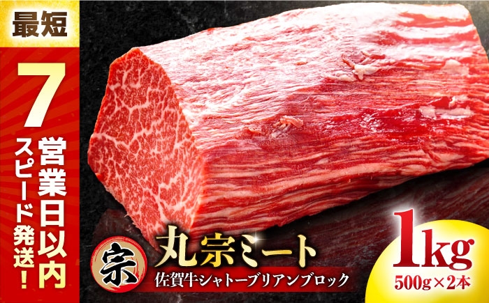 
            【チョイス限定】【最短7営業日以内発送！】 佐賀牛 ヒレシャトーブリアン ブロック 1kg(500g×2本) 吉野ヶ里町/丸宗ミート [FDP024]
          