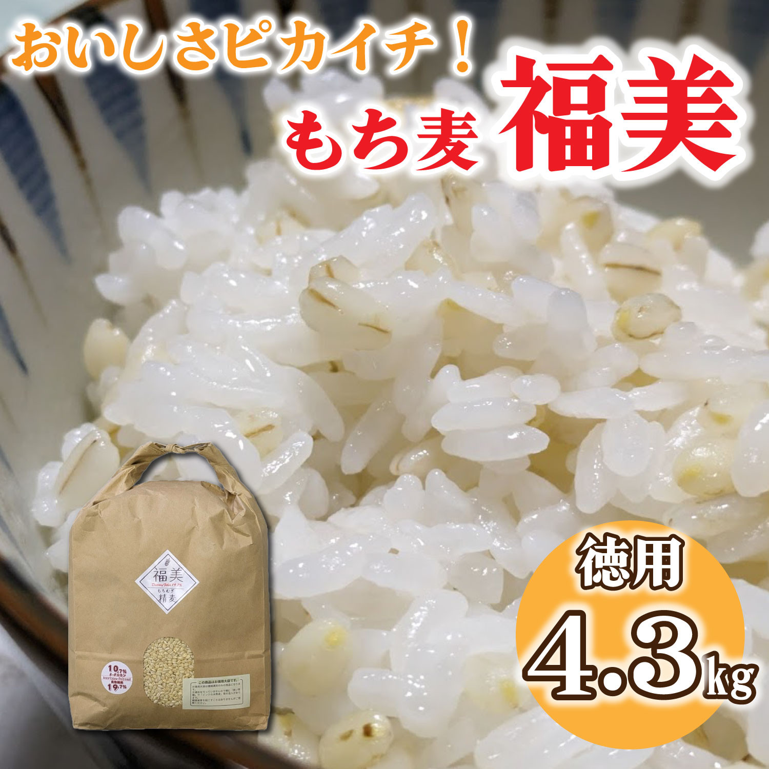 
            美味しさピカイチ!成分ピカイチ!もち麦は『福美』に決まり!!徳用4.3kg
          