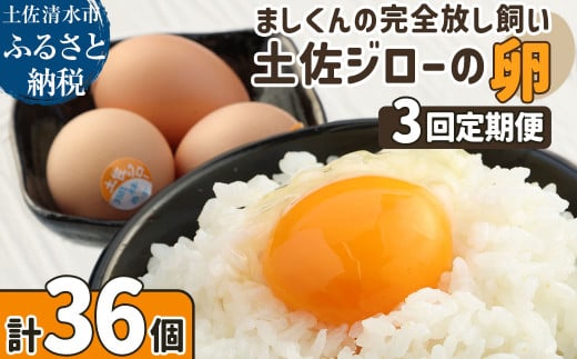 土佐ジローの卵 定期便（12個入り×3回）もみ殻梱包 ブランド卵 タマゴ たまご 卵 毎月 定期コース 土佐ジロー 卵焼き 卵かけごはん 卵料理 送料無料 お取り寄せ【J00143】