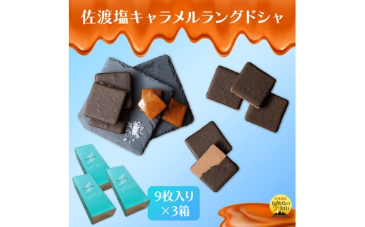 【佐渡のめぐみ】佐渡塩キャラメルラングドシャ 9枚入り×3箱 佐渡のみしお（深海塩）使用 | 佐渡土産 新潟土産 ラングドシャ 塩キャラメル キャラメル クッキー 焼き菓子 洋菓子 お菓子 菓子 スイーツ 個包装 ギフト 手土産 にいがた さど 新潟県 佐渡市