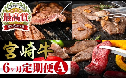 
                  【定期便・全6回】宮崎牛定期便＜Aセット・焼肉＞ お楽しみ便 牛肉 国産 定期 ヒレ肉 モモ ウデ ロース バラ スライス 宮崎県産 黒毛和牛 焼肉 ステーキ しゃぶしゃぶ すき焼き 【R-100】【ミヤチク】
                