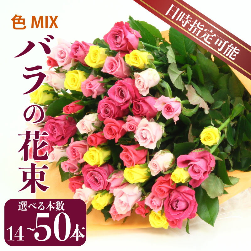 【ふるさと納税】 生産者直送！バラの花束 14本 20本 50本 選べる本数 色 おまかせ 日時指定可 バラ 生花 花束 フラワーアレンジメント 記念日 母の日 父の日 ギフト プレゼント クリスマス プロポーズ 花 plan001_01 G01_03 G03_01 】