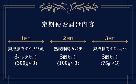 【3ヶ月連続お届け】【長谷川自然牧場産豚肉使用】【お家レストラン】フレンチお楽しみ定期便(シノワ風煮込/パテ/リエット各3パック×3ヶ月)
