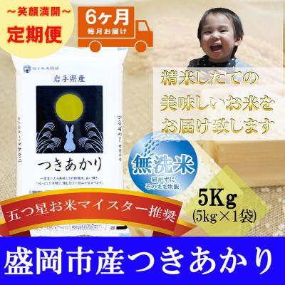 ふるさと納税 盛岡市 【毎月定期便】無洗米 つきあかり 5kg全6回