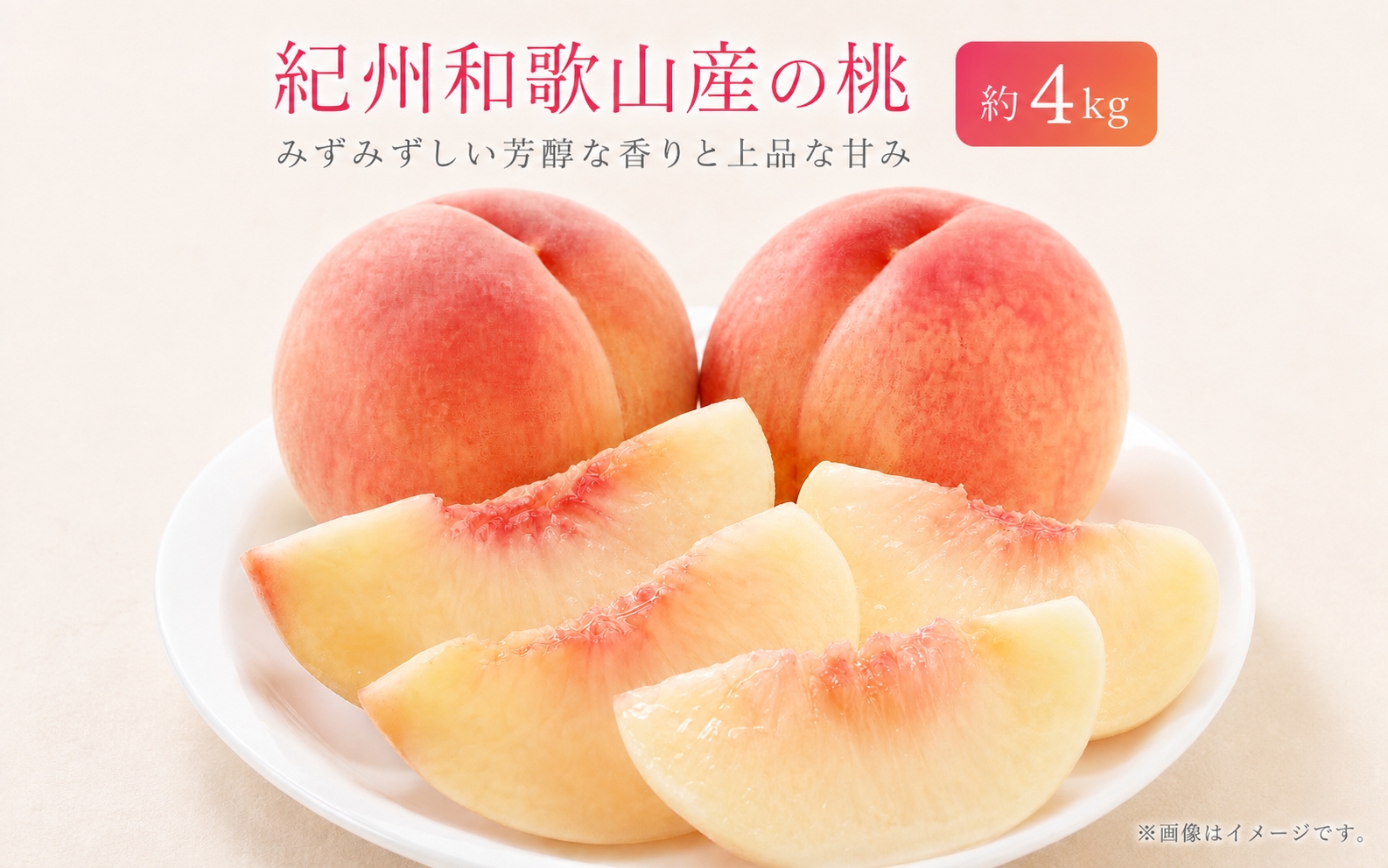 紀州和歌山産の桃　約4kg　化粧箱入 ※2027年6月下旬頃〜8月上旬頃順次発送（お届け日指定不可）【uot723B】