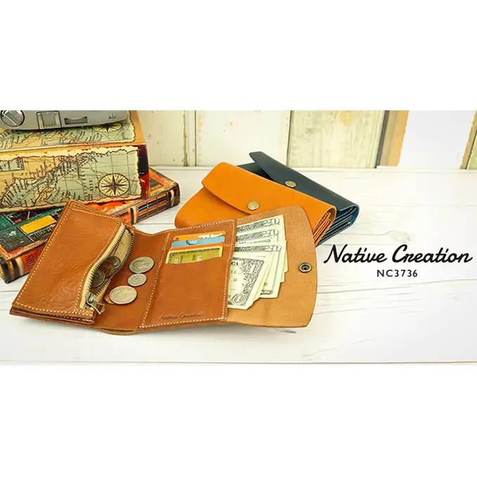 Native Creation 三つ折り財布 NC3736 全7色 栃木レザー【納期1～3カ月】 雑貨 日用品 ファッション小物  【CAMEL】