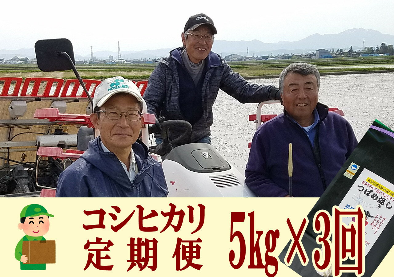 【ふるさと納税】【令和7年産】おかずのいらないコシヒカリ「つばめ返し5kg × 3か月」3か月定期便(月イチで計3回)【 令和7年産 コシヒカリ 5kg こしひかり 米 新潟県 燕市 お米 産地 新潟県産 白米 】