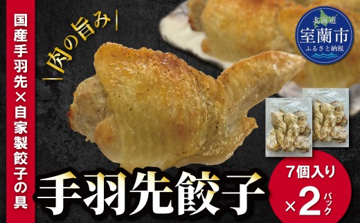 手羽先餃子 7個入り×2パック 【ふるさと納税 人気 おすすめ ランキング 北海道 室蘭 手羽先餃子 餃子 手羽先 鳥皮 豚肉 鶏肉 豚肉 肉 国産 自家製 BBQ ソウルフード 北海道 室蘭市 送料無料 】MROBA019