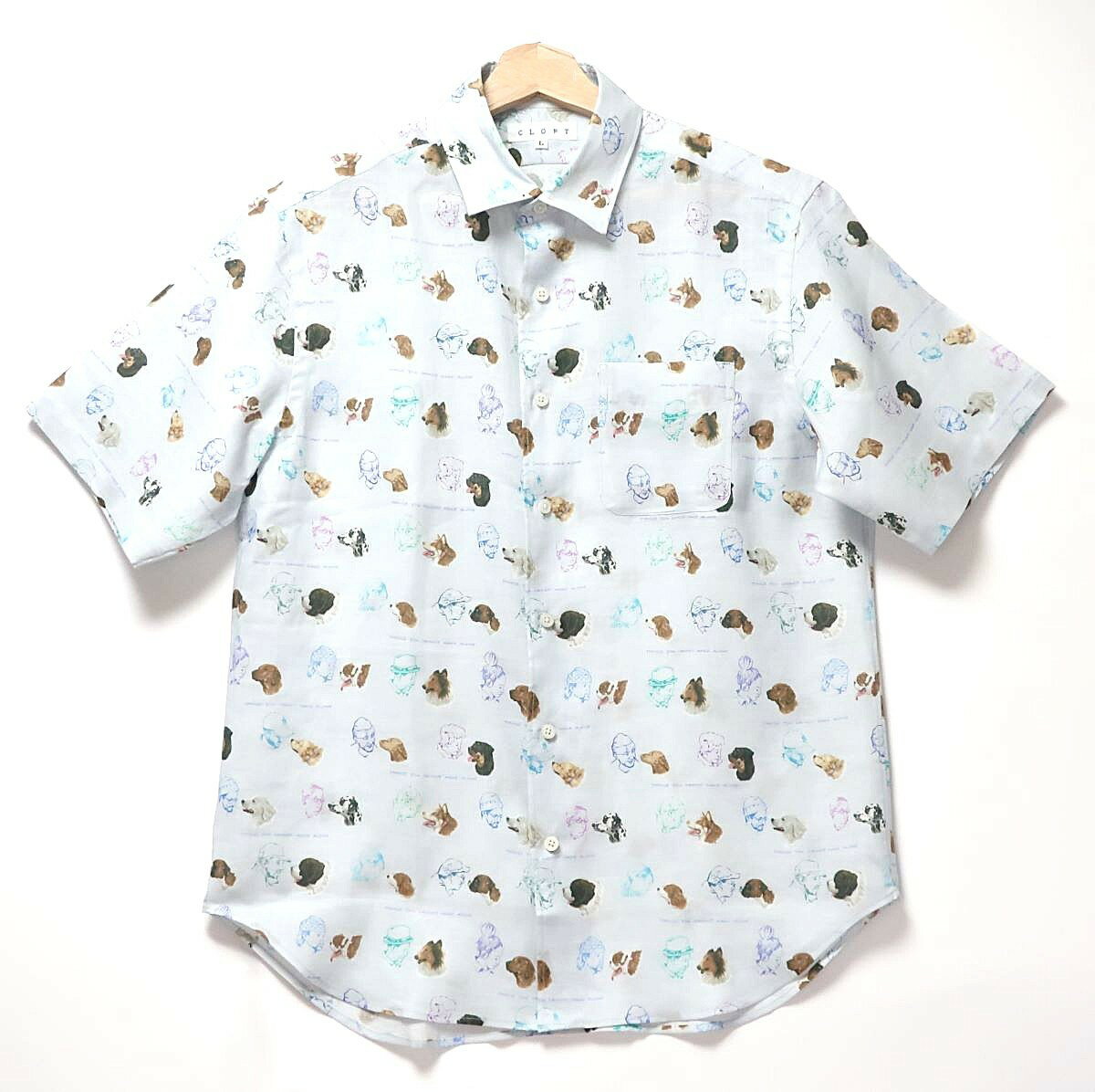 【ふるさと納税】CLOFT 麻100％半袖オリジナルプリントシャツ”人と犬柄”絆柄 XL シャツ プリントシャツ オリジナル柄 デザイン おしゃれ 個性 上質 プレミアム こだわり ギフト プレゼント 贈り物 東京 新宿 0139-031-S07-3