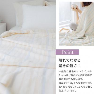 ふるさと納税 泉大津市 ふんわり軽くてあったかい。VK402‐6　日本製　軽(カル)コットンケット　アイスブルーストライプ色 |  | 02