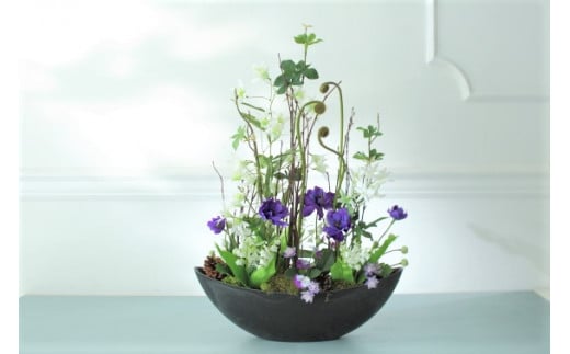 【空気をきれいにするお花】森の中　アートフラワー　生け花風のインテリア