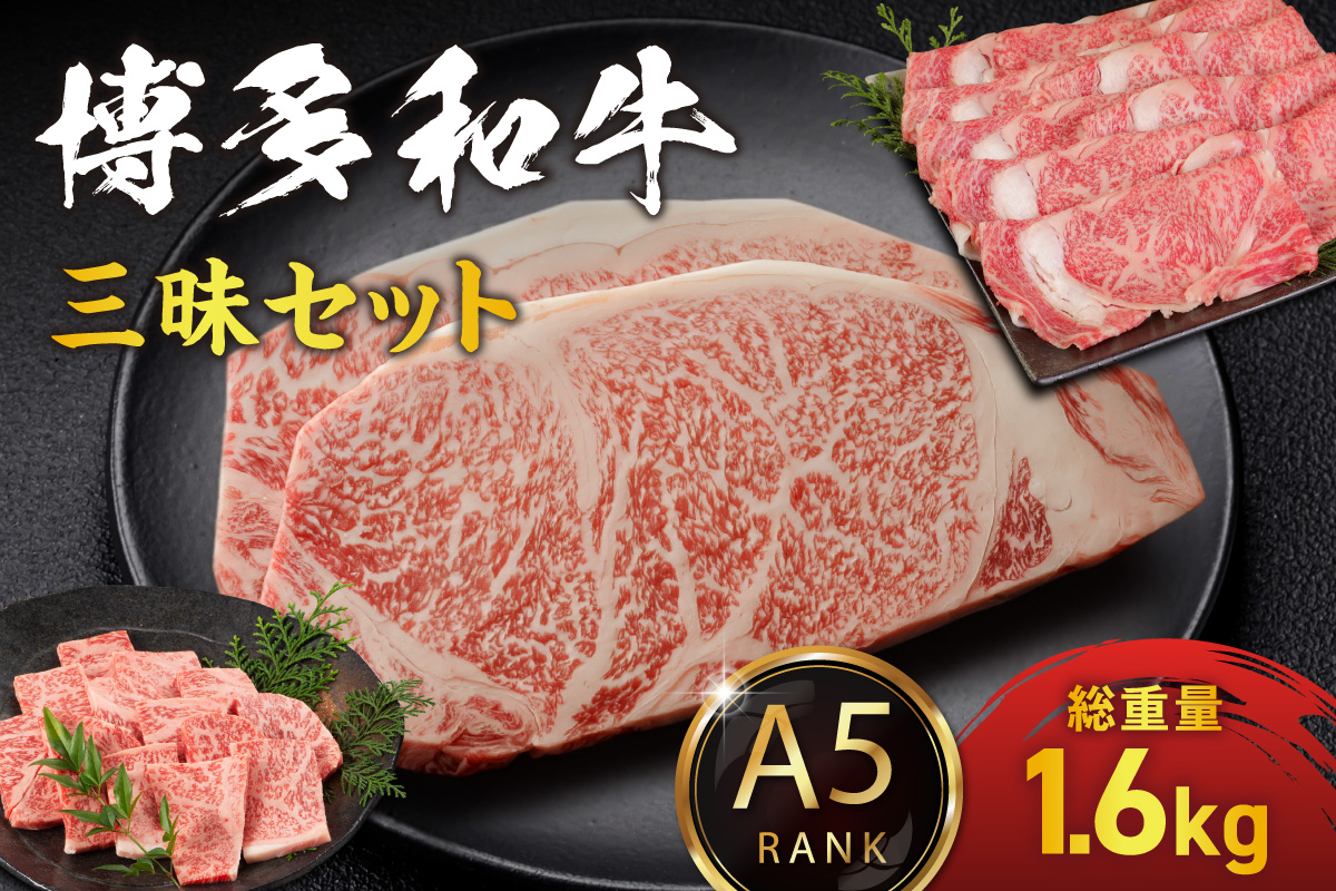 【A5ランク】博多和牛三昧セット(サーロインステーキ/しゃぶしゃぶ・すき焼き/焼肉)【伊豆丸商店】_HA0182