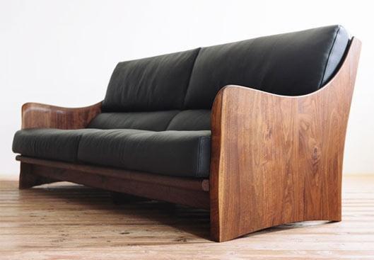 【開梱設置】MARUSHO ナトゥーラ 3人掛けソファ ブラック 本革 無垢 ソファ 3P 3人掛け ソファー デザイナーズ 牛革 天然木 レザー 日本製 大川家具 丸庄 リビング 本革ソファ おしゃれ 送料無料