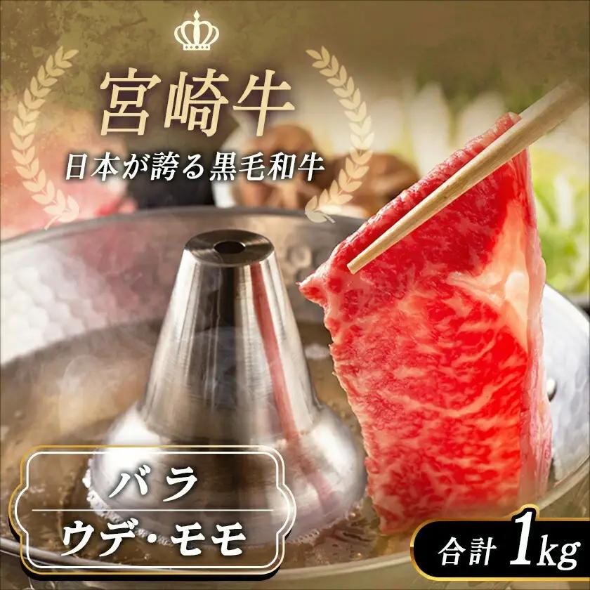 宮崎牛切り落とし食べ比べ1kg〔AC-2521〕_(都城市) 牛肉 ブランド和牛 牛バラ切落し肉 ウデ モモ切落とし肉 500g 薄切り肉 牛バラスライス 牛小間切れ 国産黒毛和牛 お取り寄せ グルメ