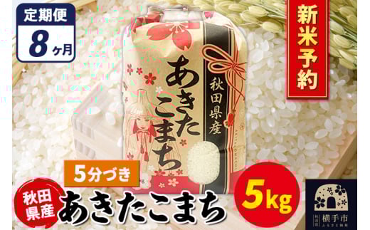 《令和7年産 新米受付》《定期便8ヶ月》あきたこまち 5kg【5分づき】秋田県産 こまちライン