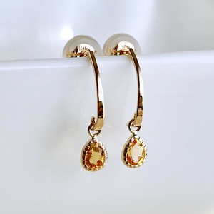 【ジュエリー】K10 イエローゴールド シトリン 揺れる ピアス 保証書付 SR-2223 242-001-e