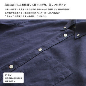 播州織メンズシャツ【WASHI】ボタンダウン 半袖【TIW_168（ネイビー）】Lサイズ「THE INDUSTRY WORKS」（1着）46-4