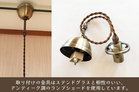 ステンドグラス スクエアランプ(グリーンとクリアー) K003146