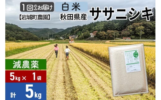 【白米】〈減農薬〉秋田県由利本荘市産 ササニシキ 5kg(5kg×1袋) 令和5年産 新鮮パック 低農薬