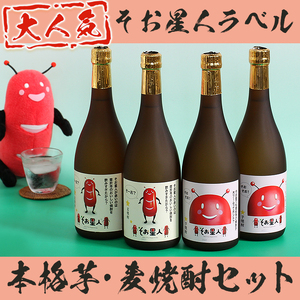＜2週間以内発送！＞【芋・麦焼酎セット】鹿児島 曽於市 本格焼酎 飲み比べ そお星人 芋焼酎 麦焼酎 セット 岩川醸造(720ml×4本)【山元商店】A58-v01