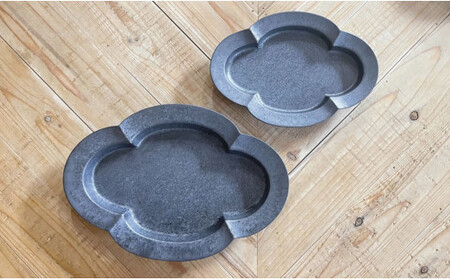 有田焼 ショウ塗 木瓜皿 L / Mセット 化粧箱入 24to3【西富陶磁器オリジナル】食器 器 うつわ 磁器 皿 取皿 小皿 盛皿 パスタ皿 プレート ワンプレート セット チャコール ギフト 電子