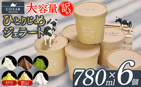 COZAB GELATO 訳あり 大容量 ひとりじめサイズ 6個セット FY25-277