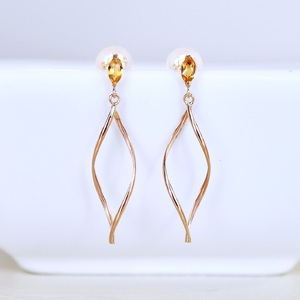 K10YG(10金) イエローゴールド 揺れる シトリン 地金 ピアス  保証書付 SR-2363 242-055-b