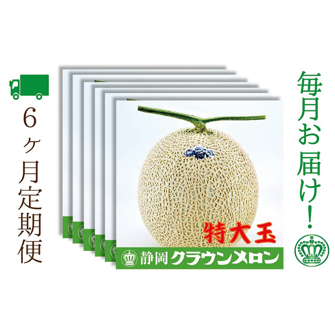 【6ヶ月定期便】クラウンメロン（白等級）特大玉　1玉入