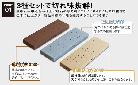 10Good キング砥石 砥石3種セット　中砥石1000番・荒砥石300番・仕上げ砥石6000番 包丁研ぎ 砥石 包丁 セット 中砥石 荒砥石 仕上げ砥石 初心者 簡単 キッチン 料理 調理 道具 お