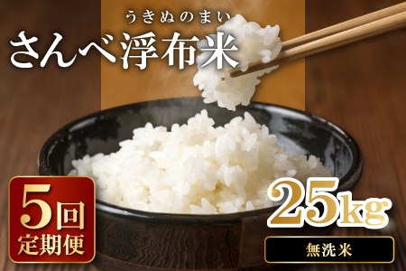 さんべ浮布米（無洗米）定期便（5kg×5回コース）【令和7年産 コシヒカリ 無洗米 5kg 5回 定期 2025年産 こしひかり 5kg×5回 合計25kg 5回定期便 特別栽培米 島根県産 大田市産 減農薬】