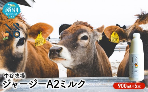 
[№5930-0322]中谷牧場 ジャージーA2ミルク　900ml×5本
