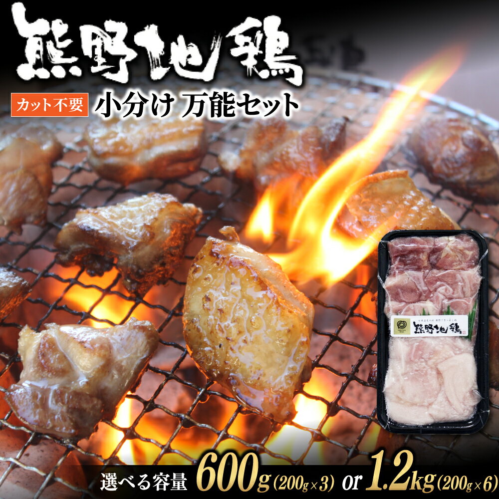 【ふるさと納税】 【選べる容量】 地鶏 鶏肉 熊野地鶏 小分け 600g 1.2kg カット不要 肉 鶏肉 鳥肉 とり肉 地鶏 焼き鳥 焼鳥 炭火焼鳥 炭火焼き 鍋 お鍋 惣菜 おかず 小分けパック 国産 名古屋コーチン 伊勢赤どり 三重県 熊野市