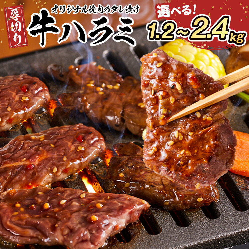 【ふるさと納税】オリジナル焼肉のタレ漬け　厚切り牛ハラミ　1.2kg～2.4kg | 肉 お肉 にく 焼肉 牛肉 ハラミ 牛ハラミ タレ タレ漬け 厚切り 食品 人気 おすすめ 送料無料 ギフト
