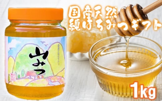 はちみつ 化粧箱入り 国産 天然 純はちみつ やまみつ 1kg ギフト 《包装対応、手提げ袋付》